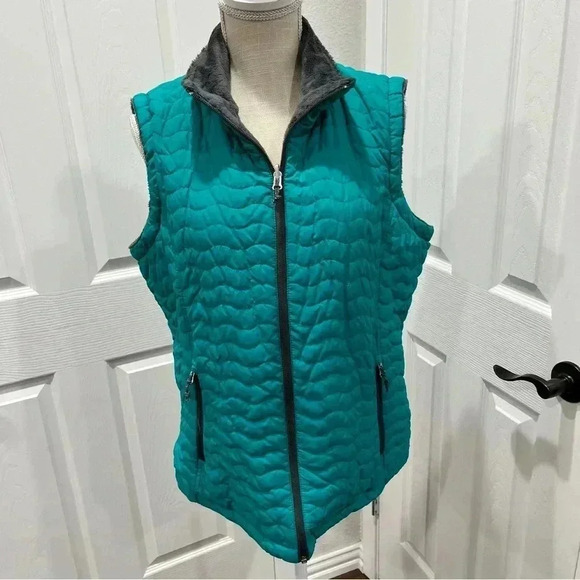 Free Country quilted reversible sleeveless vest puffer size L Green Gorpcore - Picture 1 of 13